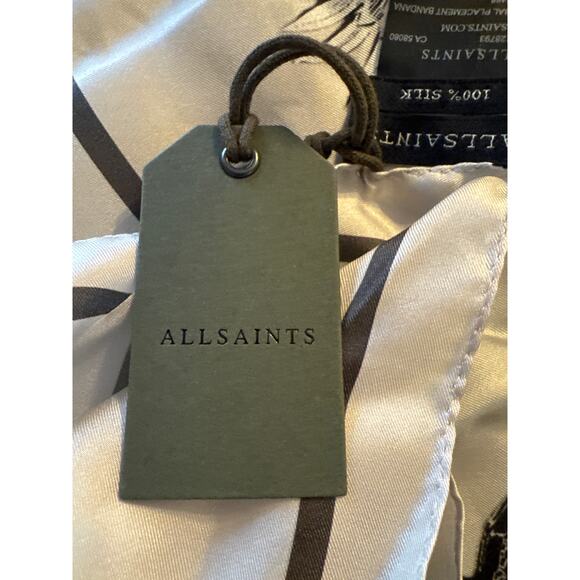 Brand New AllSaints Sanibal Placement Bandana 100% Silk Chalk White main image 4